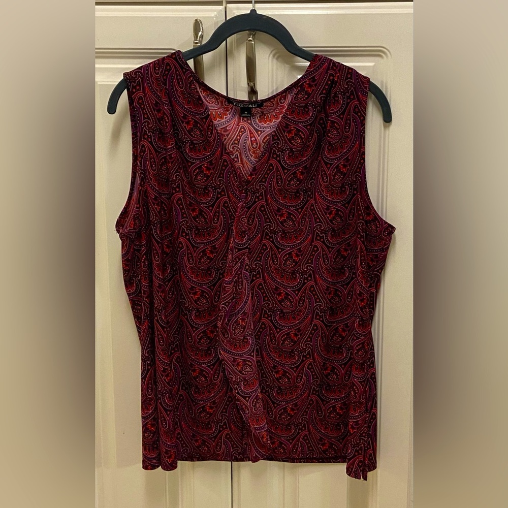 Medium sleeveless red paisley blouse